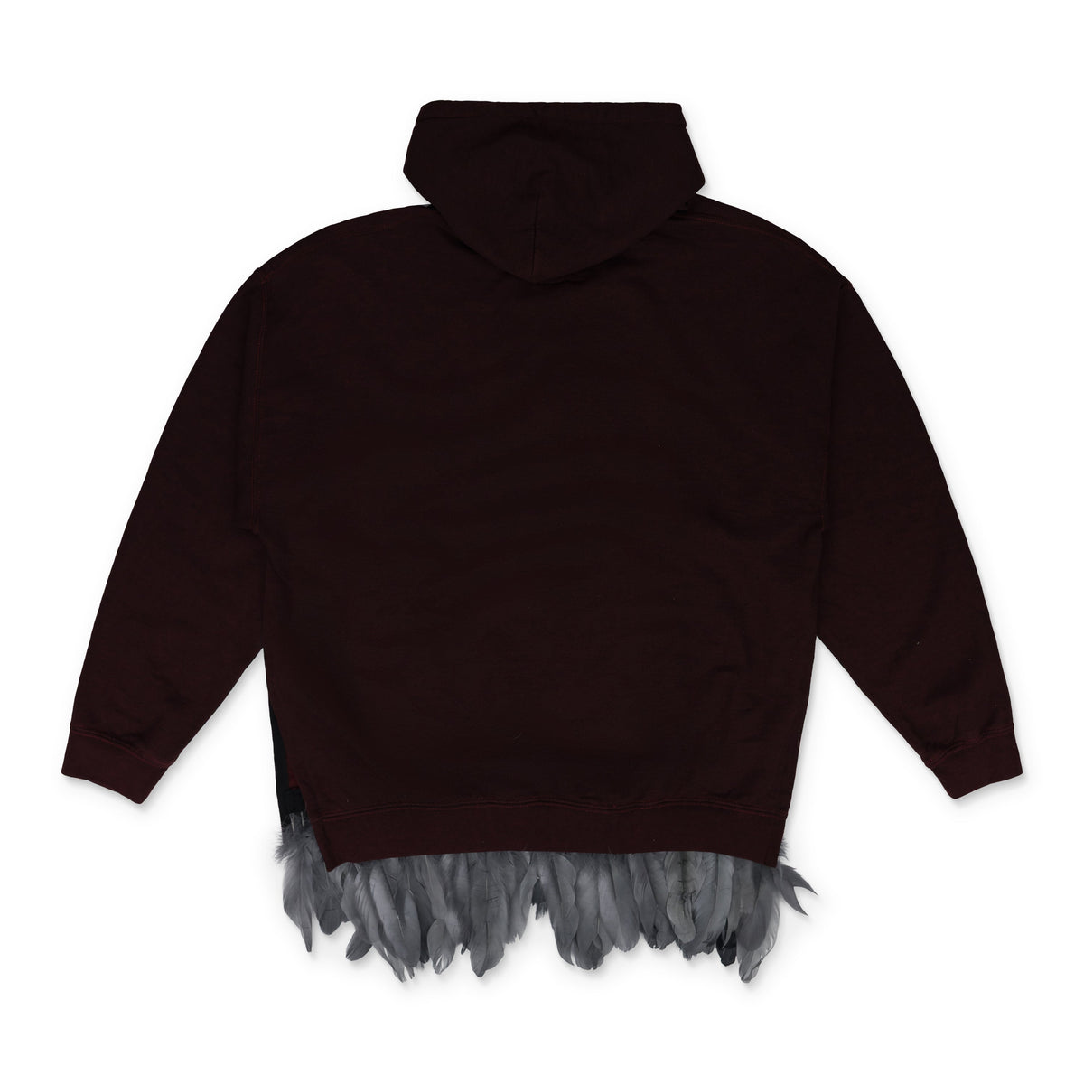 Burgundy New Mexico Feather Trim Hoodie
