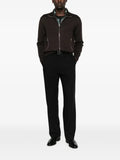 TOM FORD merino wool top with full-length zipper and leather patches