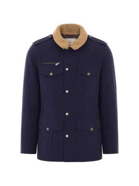 Brunello Cucinelli Techno cotton safari jacket with Thermore® padding and shearling