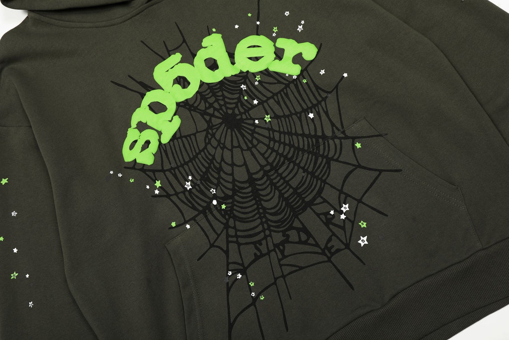 Sp5der Dark Olive Spider Web Star Matching Set