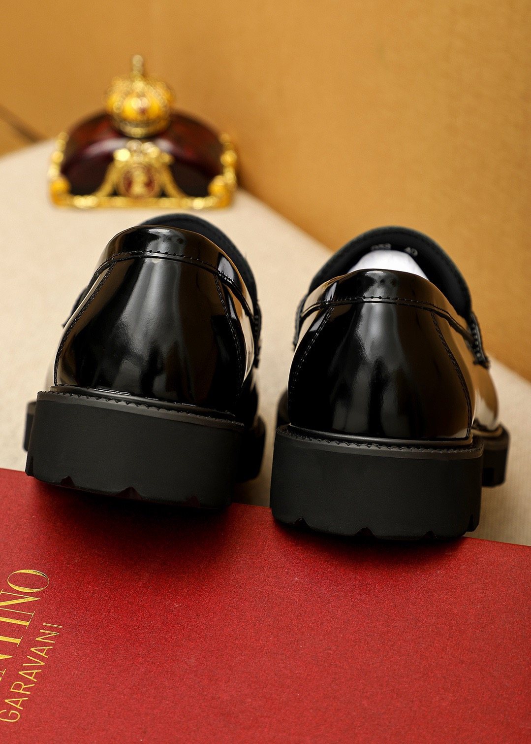 Valentino Black Buckle Lug Sole Loafers