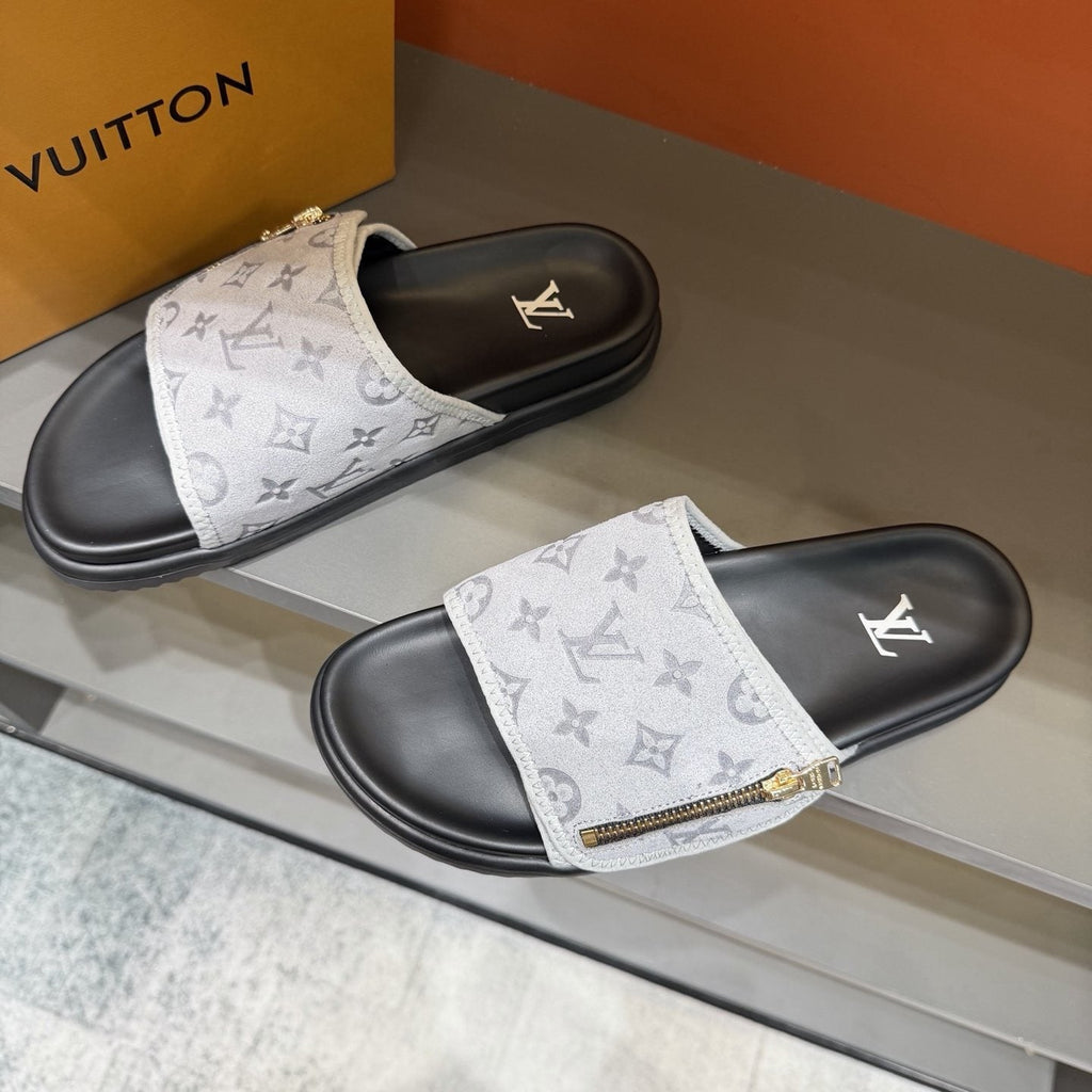 Louis Vuitton White Monogram Slide Sandals