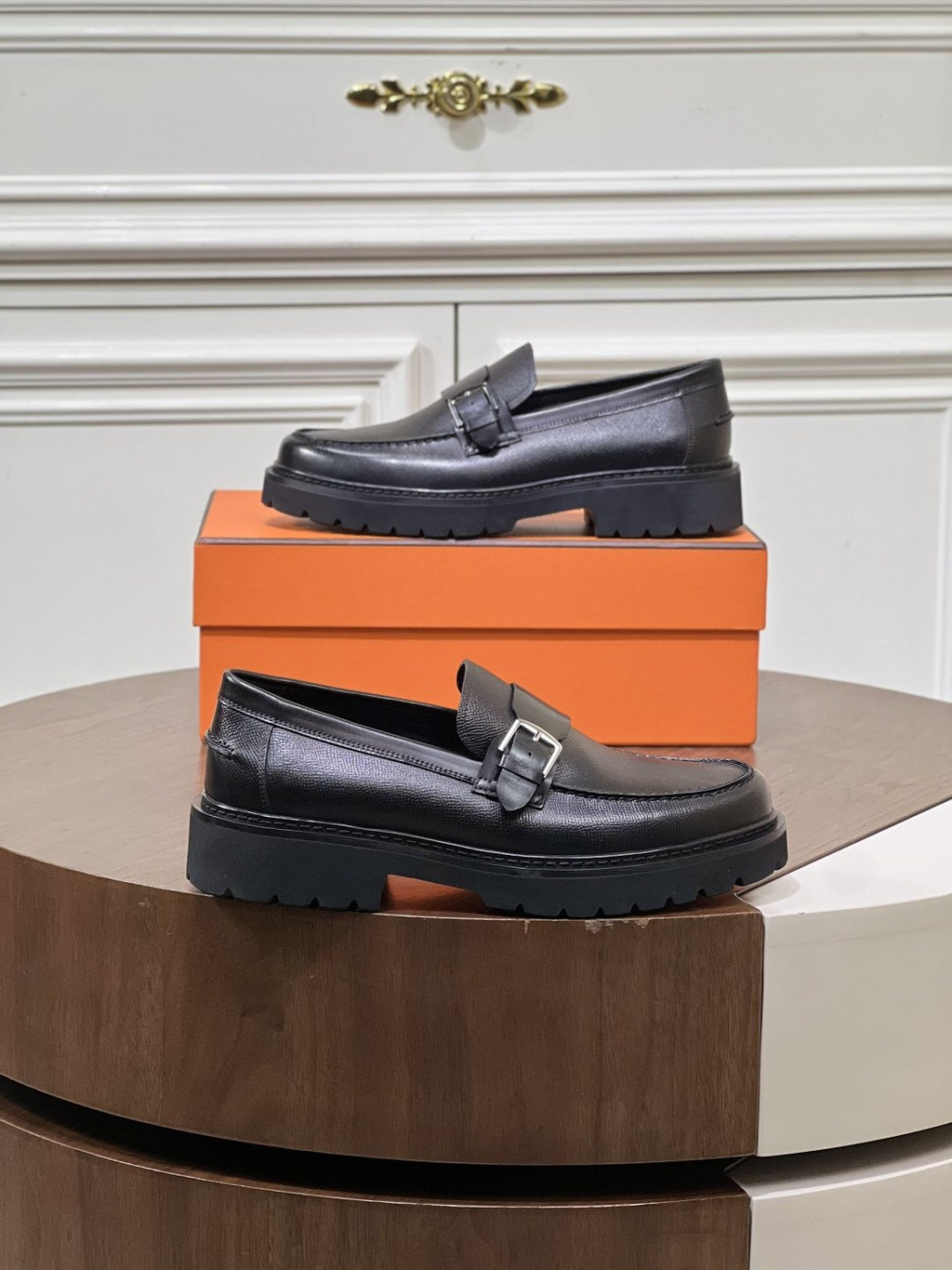 Hermès Men's Metal-Bar Lug Sole Loafers